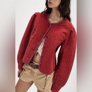 NWT Free People Quilted Velvet Natalia Jacket in Sweet Heart Sz Large